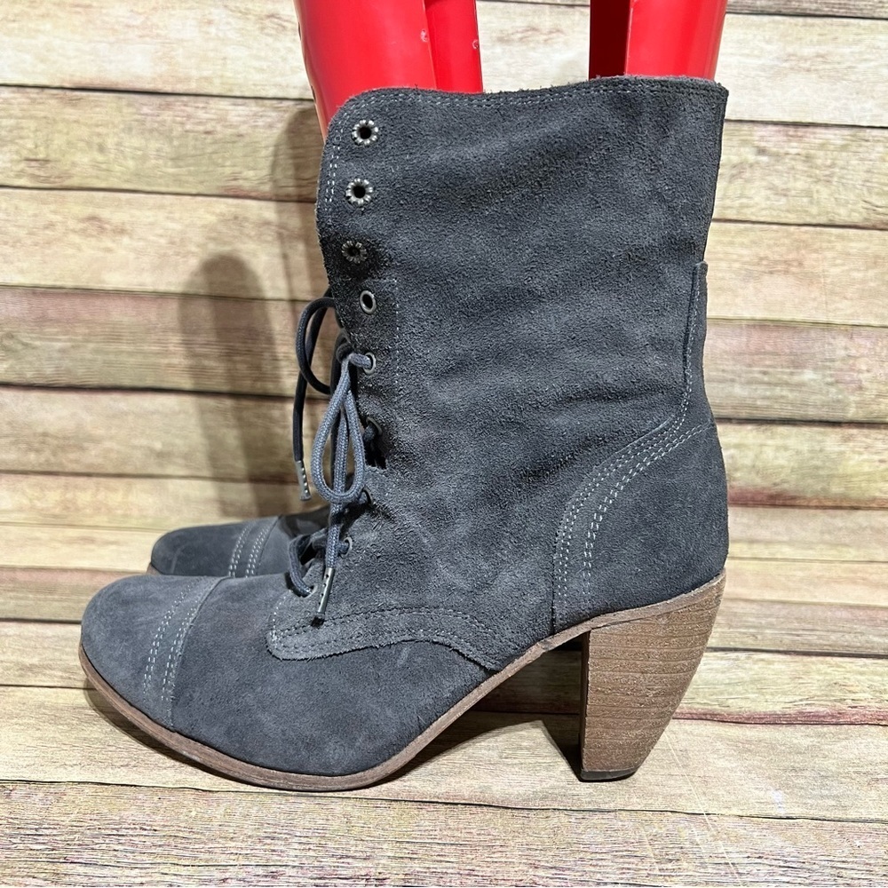 AllSaints Grey Suede Heeled Boots